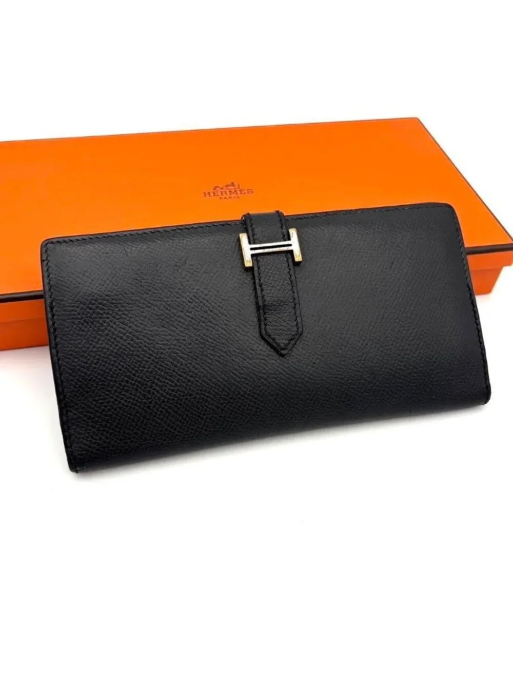 Hermes Bearn Classic Bifold Wallet Epsom Black Silver